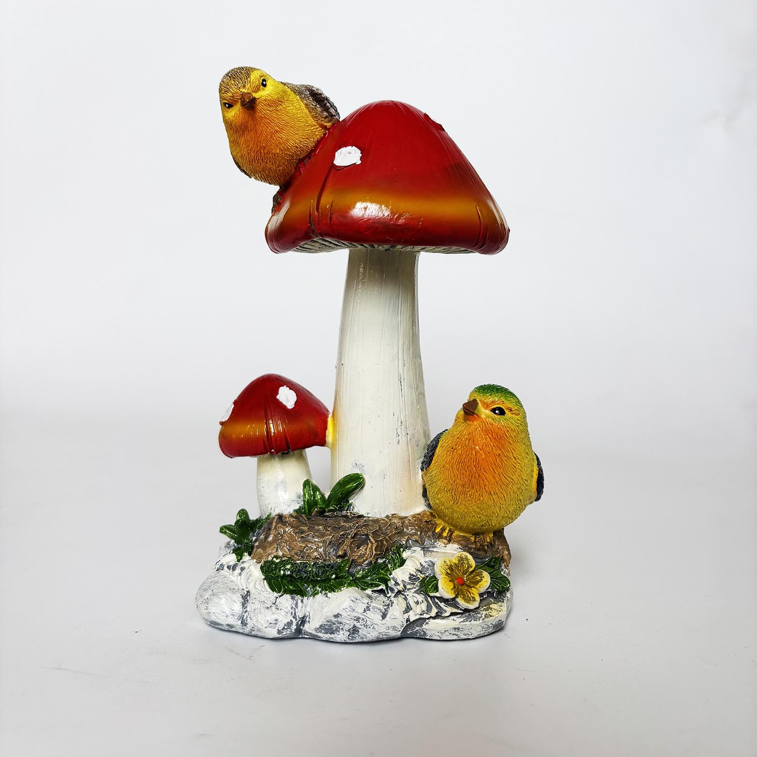 New Outdoor Garden Garden Resin Statue Ornament Mushroom Bird Design Home Desktop Resin Ornament