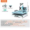 Heat Press Machine 15x15 In 5 In 1 with 30oz Tumbler Press T-Shirts Green