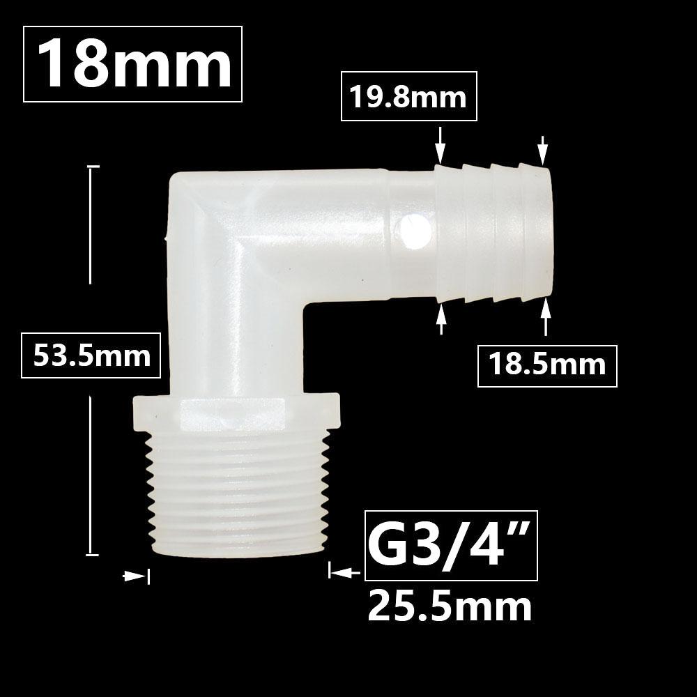 6/8/10/12/14/16/18/20mm Hose Elbow Connector To 1I2 3/4 Inch Male Thread 90 Degrees Barb Fittings Irrigation System Pipe Coupler