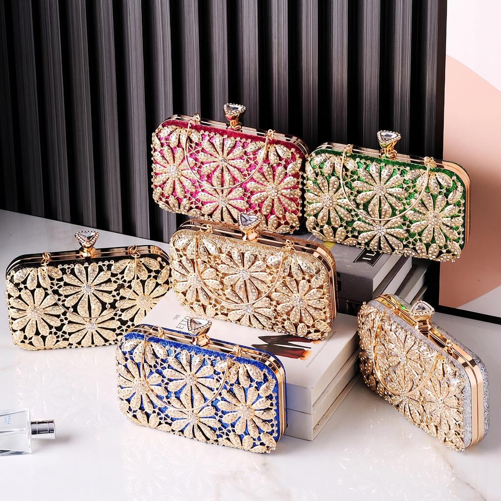 Diamond Luxury Brands Bags Novelty 2026 Evening Flower Clutch Shine Bling Crossbody Bags Fashion High Quality Women's Handbag