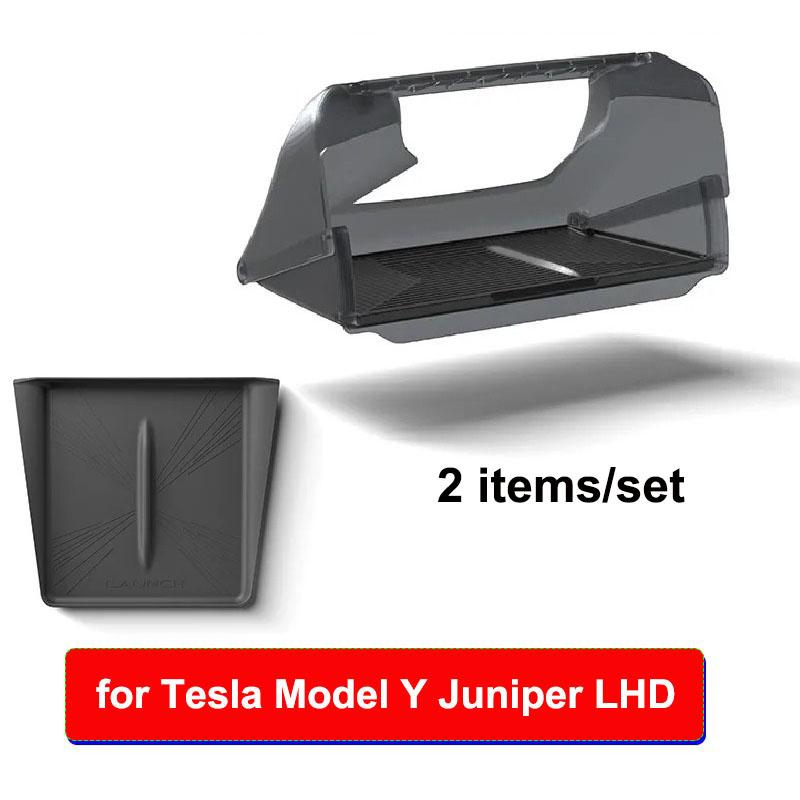 For New Tesla Model Y Juniper 2025 LHD Under-Screen Hidden Storage Box Center Console Organizer Tray Wireless Charging Pad Mat