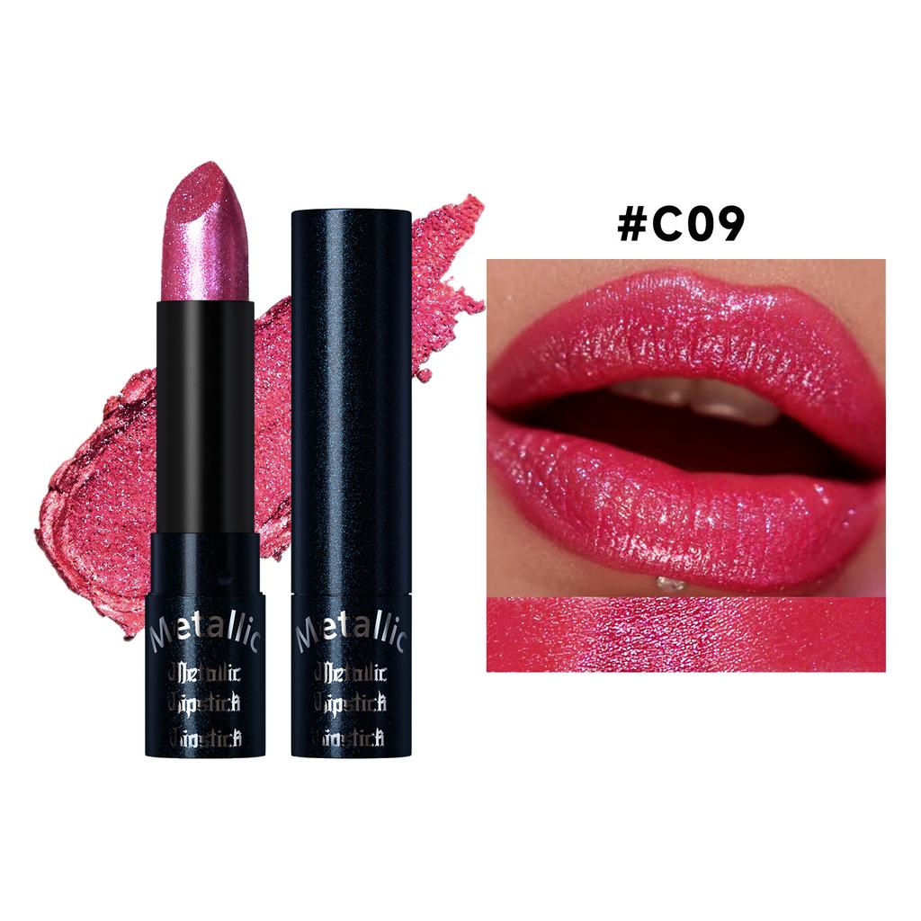 Waterproof Lipstick Long Lasting Shimmer Pigmented Lip Color - Glittery Shiny Finish for Party Holiday & Birthday Makeup