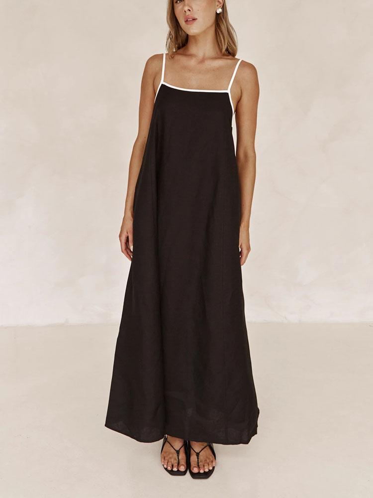 

Модное цветное платье-свинг с лямкой через шею 2025, однотонное, удобное, элегантное и красивое женское платье XL