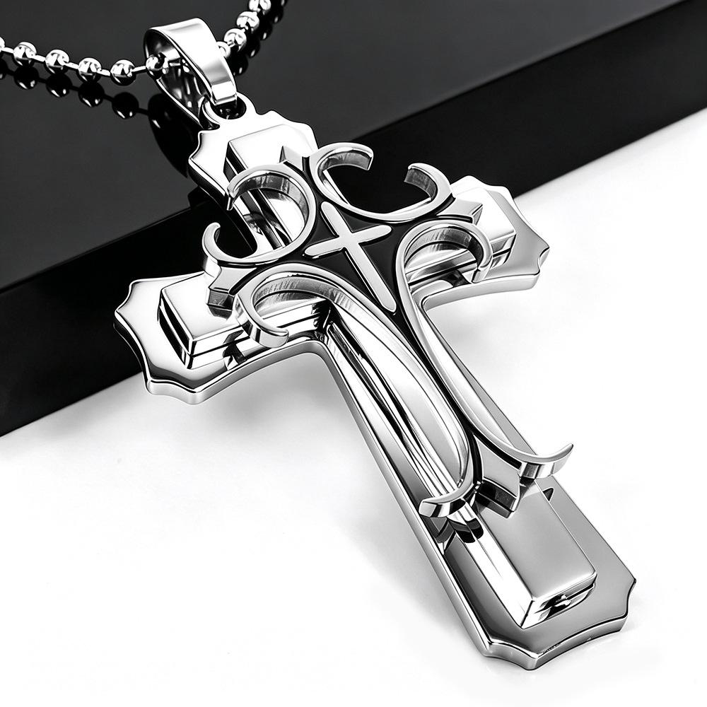 Elegant Multi-Layer Cross Pendant Necklace Jewelry