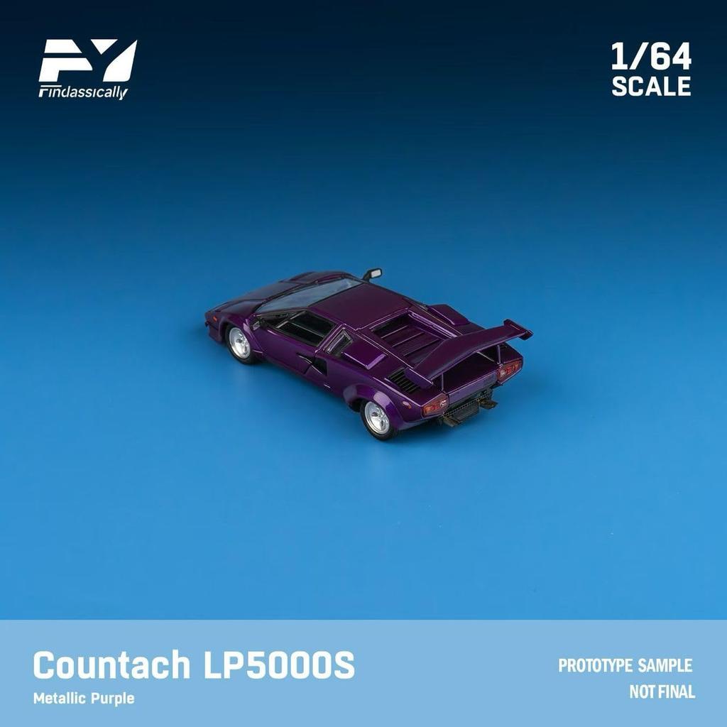 Freestyle Finclassically Scale Countach LP5000S Metallic Purple with Wing FY64092 1/64 (Finished Model)