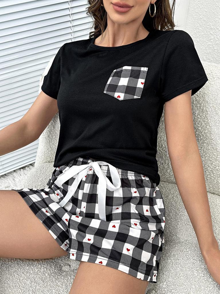 Women's Heart Print Summer Casual Two-Piece Set