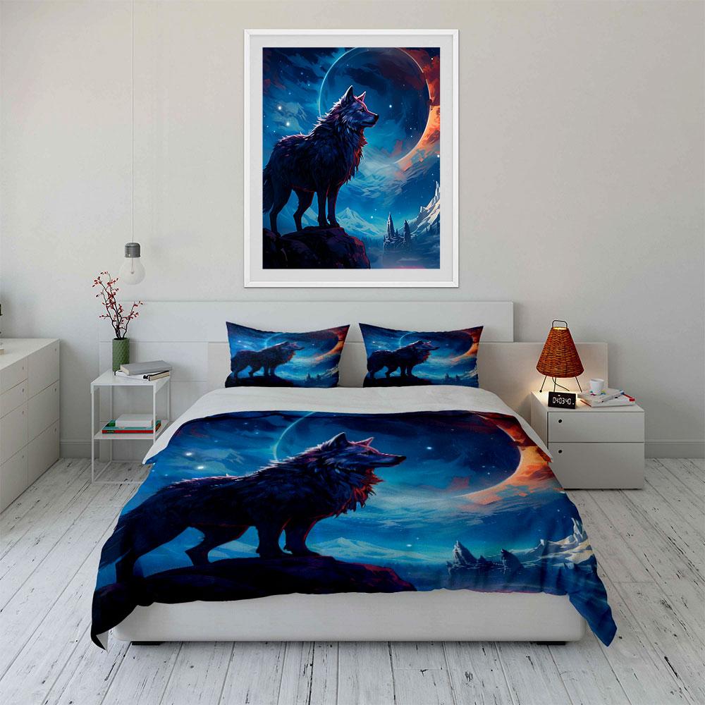 Wolf Art Three-Piece Set Soft Comfortable Duvet Cover Bedding Set Included 1*Duvet Cover & 2*Pillowcases, Gift