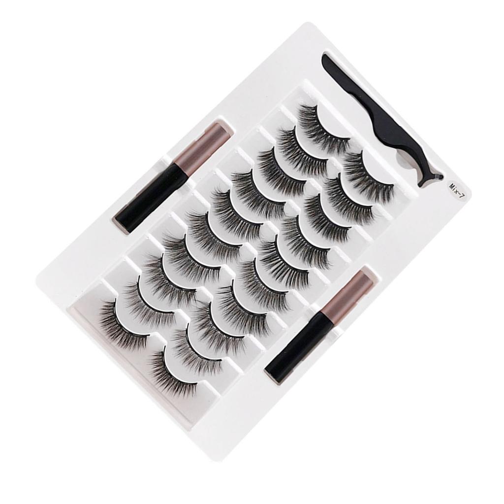 20pcs Magnetic 3D False Eyelashes Reusable Fluffy Magnetic Artficial Lashes Eyeliner for Makeup Black