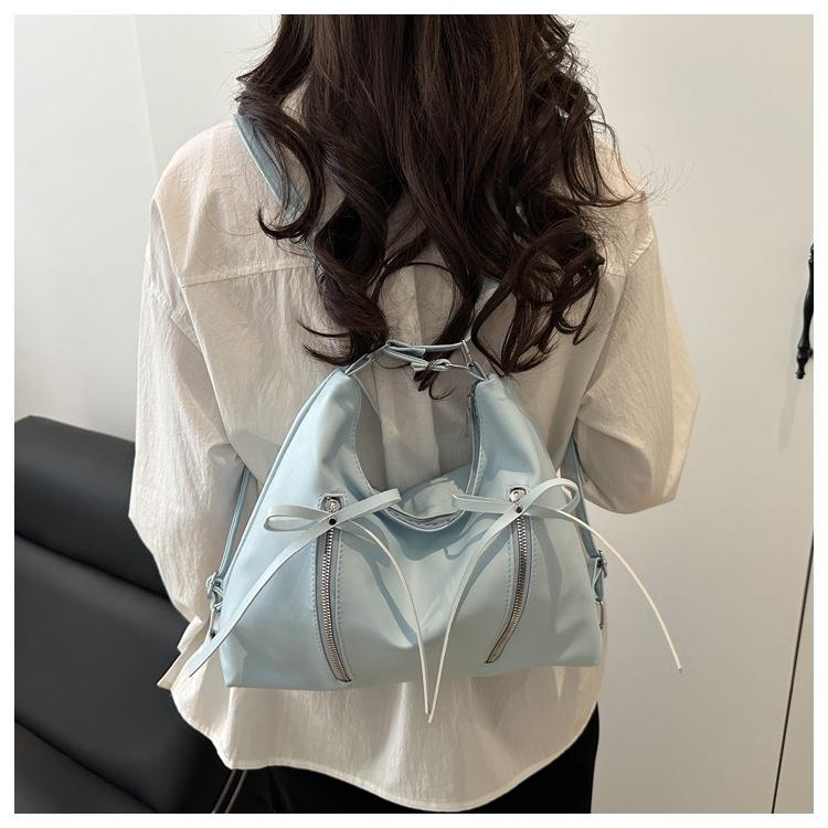Bow Knot Faux Leather Tote Bag for Women Large Capacity Shoulder Backpack