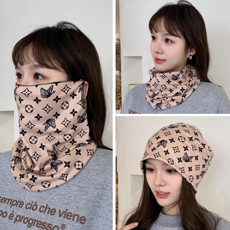 Women's Autumn & Winter Plush Face Mask Neck Protector: Windproof, Warm, and Versatile Scarf Set for Outdoor Cycling