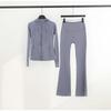 LU Womens Hooded Jacket Flared Pants Set Define Slim Fit Yoga Activewear