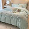Luxury French Cotton Flannel Bedding Set: 4-Piece Thick Warm Duvet Cover & Fitted Sheet for Autumn/Winter.