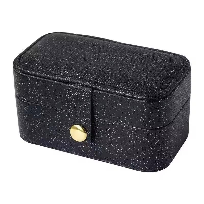 Portable Mini Jewelry Box Small Travel Storage Case for Rings Necklaces Earrings Lipstick with Removable Ring Slot PU Leather