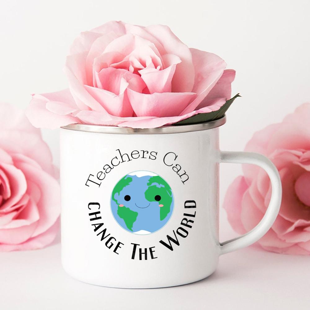 Camping Mug Coffee Teacher Change The World Print Mugs Personalized Gift Original Breakfast Cups to Sublimate Stainless Cup Beer
