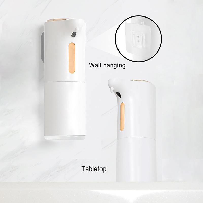 1200mAh USB Rechargeable ABS Automatic Foaming Soap Dispenser Contact-Free Wall Mounted Bathroom Kitchen 400ml Capacity Hotels