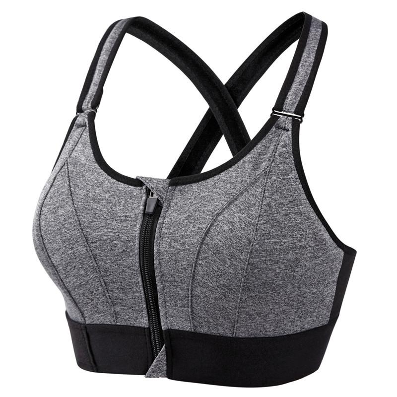 Reggiseni Sportivi da Donna Leggings Top Corto Gilet Cerniera Frontale Taglia Plus Spalline Regolabili Antiurto Palestra Fitness Atletico Reggiseno