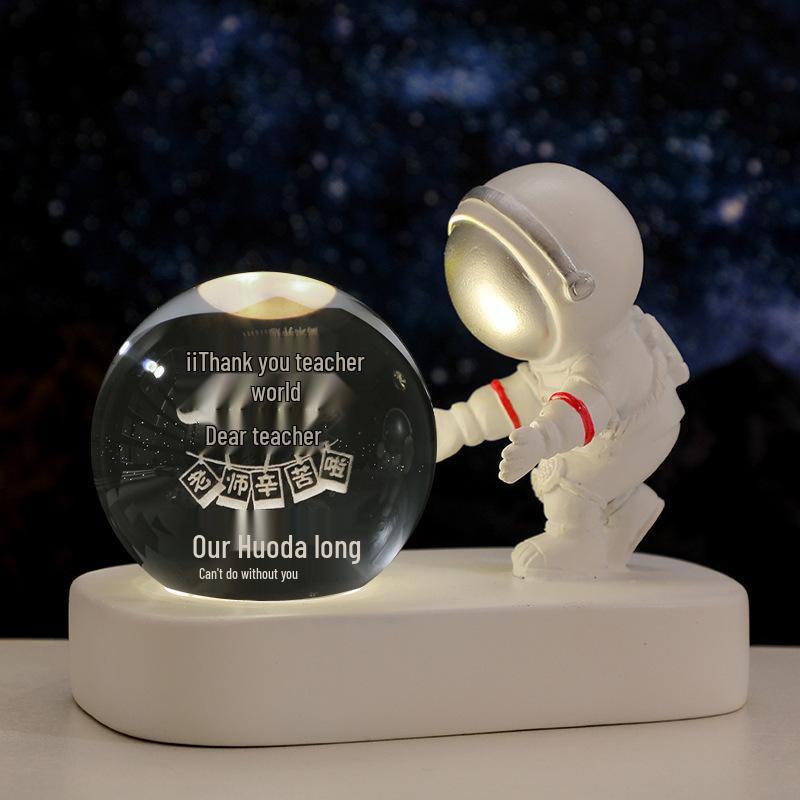 Creative Astronaut Night Light with Crystal Ball Base - Moon Festival Gift Ornament