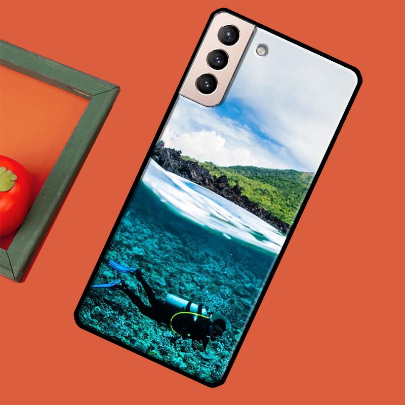 Scuba Diver Diving Phone Case For Samsung Galaxy S23 S20 FE S21 Ultra Note 10 S9 S10 Plus Note 20 S22 Ultra Cover