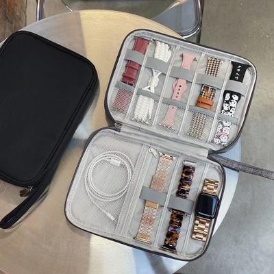 Watchcase Bag Multifunction Travel Carrying for Smart Watch Strap Band Bands Cable Bag Pouch Portable Case Casing Bracelet Storage Box