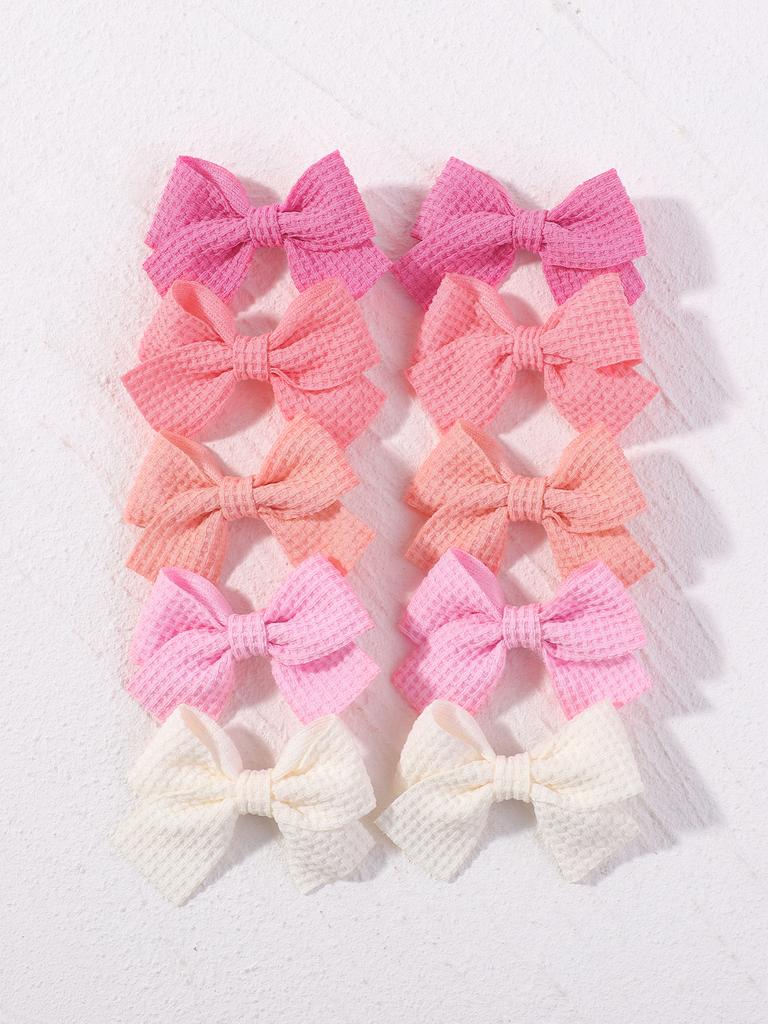 10Pcs/set Soft Cotton Bow Hairpin for Baby Girl Sweet Hairpin Color Block Delicate Hairgripe Barrettes Kawaii Child Accessories