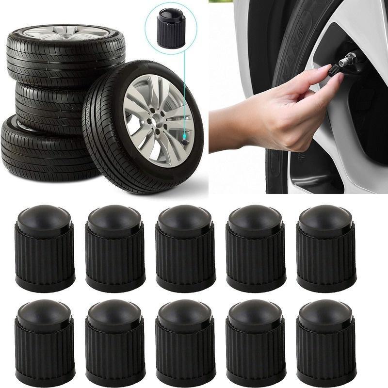 Auto Car Bike Motorcycle Truck Wheel Tire Valve Stem Caps 100Pcs Black Plastic Durable Protection for Nipple Exterior Parts
