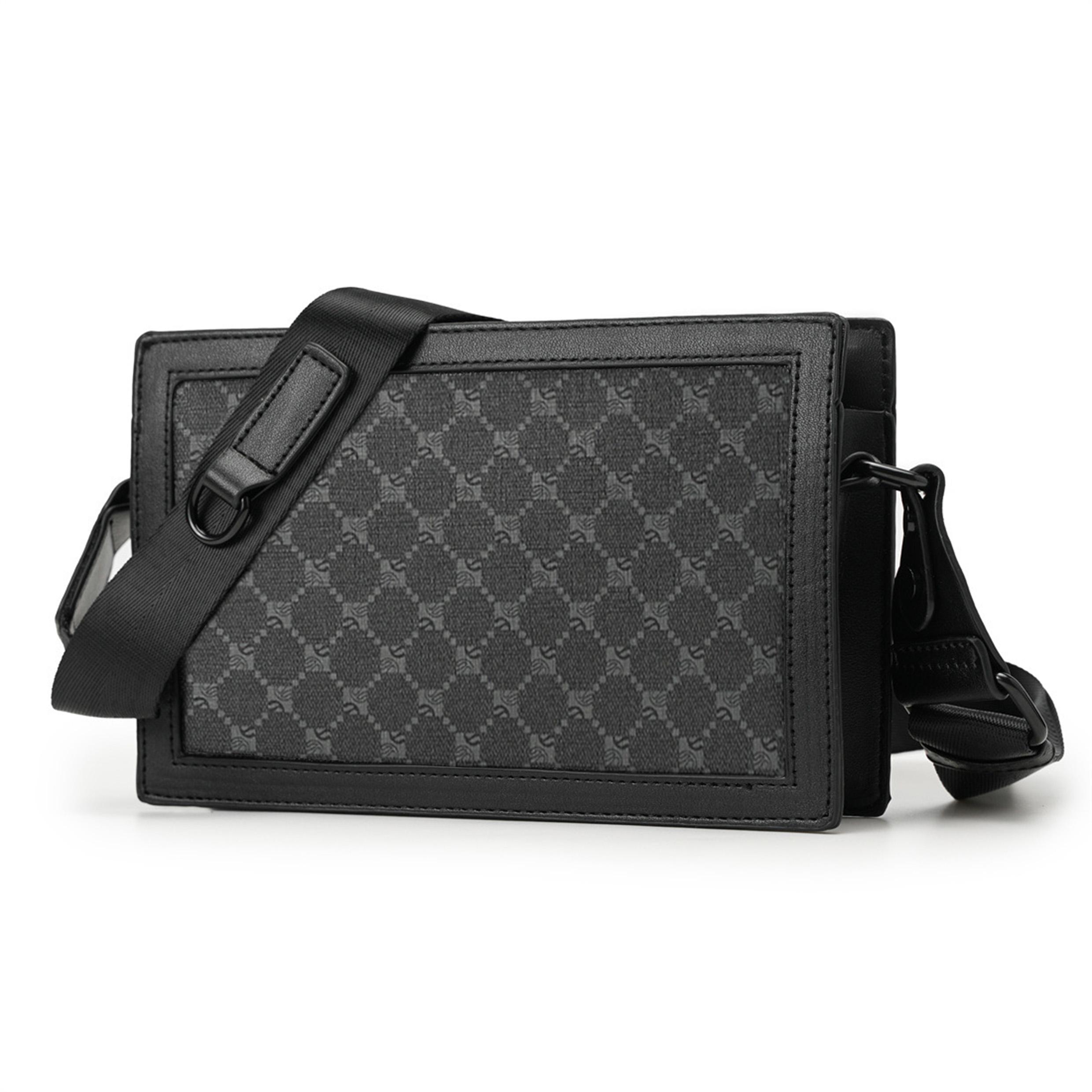 

Новая маленькая квадратная сумка-мессенджер через плечо из синтетической кожи Slazenger Унисекс Черная Серая SLA1698 24.1*5.1*15.5CM