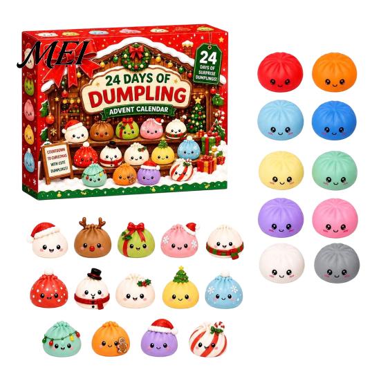 Collectible Mini Plushies Christmas Squeezy Toy Advent Calendar 2026, 24 Days Dumpling Toys Countdown Cute Animal Soft Calendar, Decor Jumbo