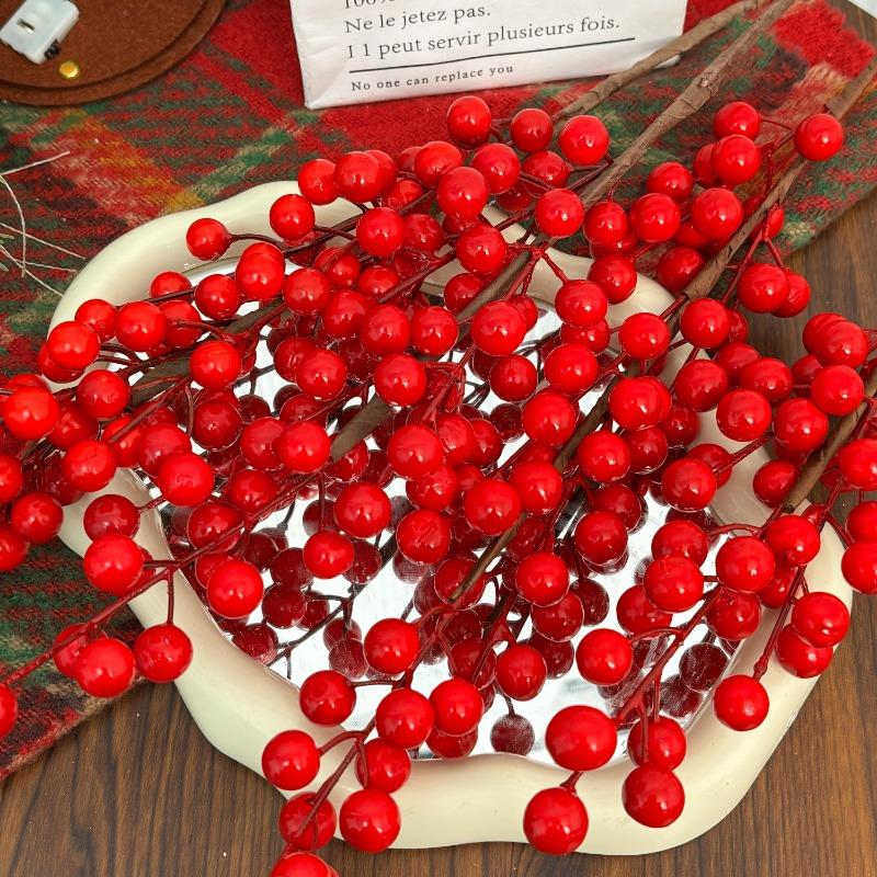 37/63cm Artificial Berry Branch Foam Christmas Decorative Red Berries Branch Xmas Tree Tabletop Vase Wealth Fruit Ornaments