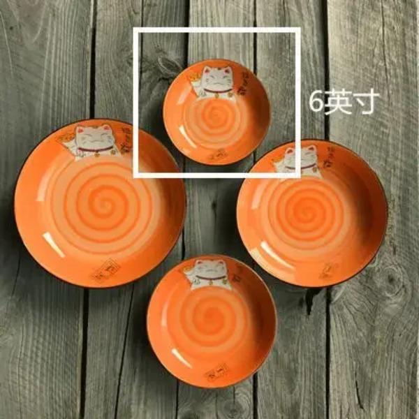 Farfurie Ceramică Rotundă Pisică Norocoasă Desen Animat Mărimi Multiple Creativă Japoneză Multicoloră Bucătărie Casă Handmade Desen Animat Farfurie pentru Cină
