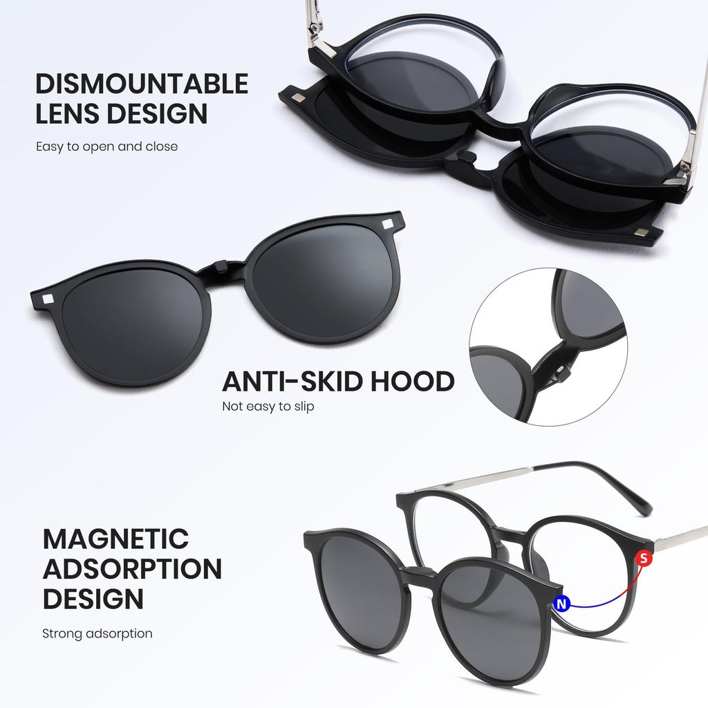 Magnetic Glasses and 2WAY Boston 5 Interchangeable UV Suit for Mountain Stylish [Cyxus] Glasses, Sunglasses, Glasses, Frame, Clip-on, Lenses,