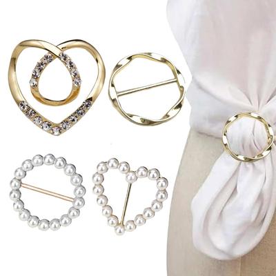 4pcs Metal Ring Waist Button Scarf Button Fashion Corner Hem Waist Knotted Brooches Women T-shirt Fixed Buckle Girl Decor