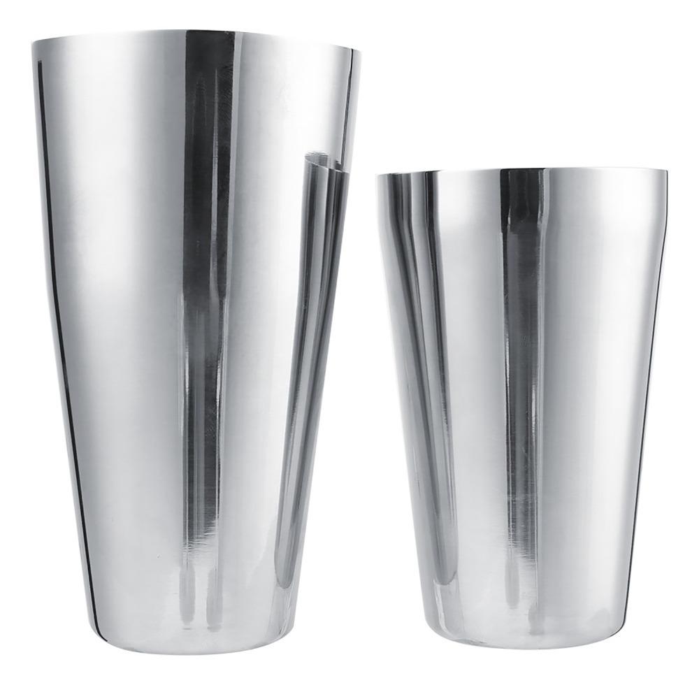 2 Piece Silver Cocktail Shaker Set Stainless Steel Drink Mixer Professional Wine Shaker Home 800/600ml