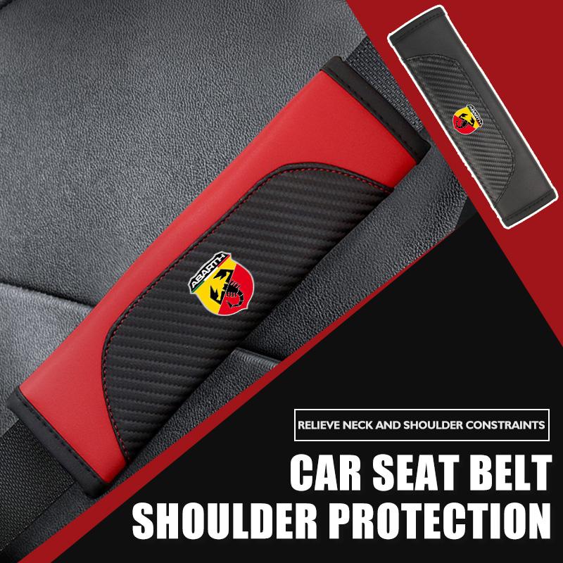 For Abarth Car Seat Shoulder Belt Cover Safety Belt Protector Pad Auto Interior Accessories FIAT 500 Doblo Tipo FR Panda Argo