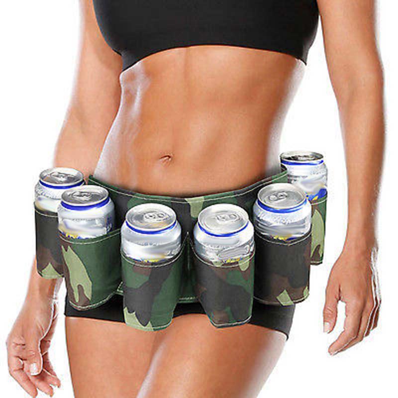 fashion Beer Holder Belt Portable  6 Pack  Beer Wine Bottle Beverage Soda Can Drink Waist Bag Ideal for party camping Outdoor