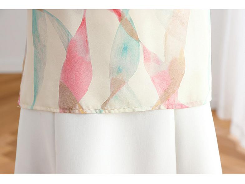 Women's 2025 New Style Contrast Color Chiffon Short-Sleeved Pullover Top