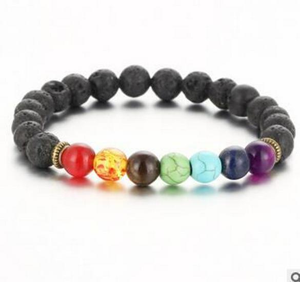 Colorful Lava Stone Beaded Bracelet with Palm and Peach Heart Pendants for Men and Women