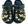 18PCS Summer Luxury Shoe Charms Set Accessories for Clogs Shoe Buckle Golden Chain Diamond Butterfly Flower DIY Shoes Decoration