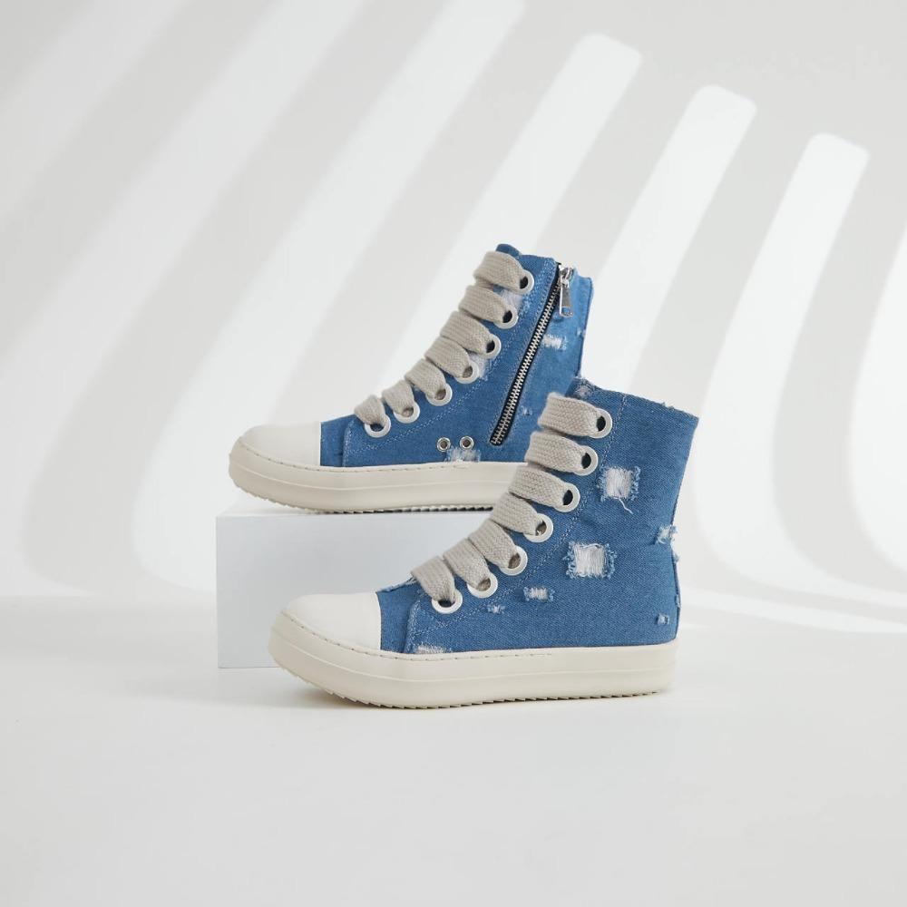 Rick High Top Flat Sneakers Platform Corss Tied Men's Shoes Women Sneakers Oween Designed Causal Flats Zip Ankle Botas 45