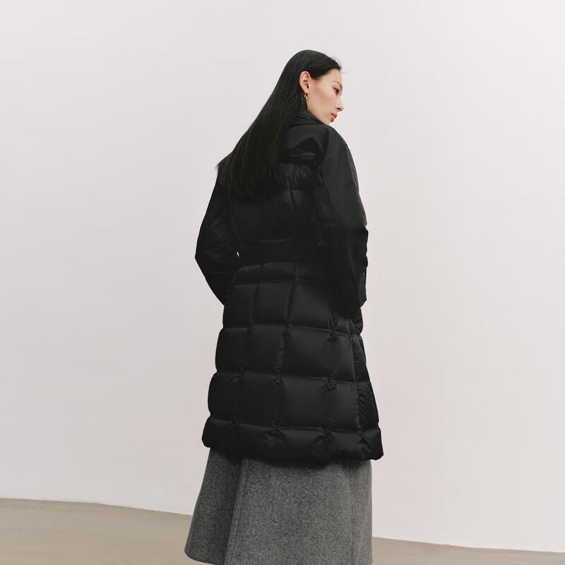 Eraly Elegant Double Collar Belted Women's Down Jacket