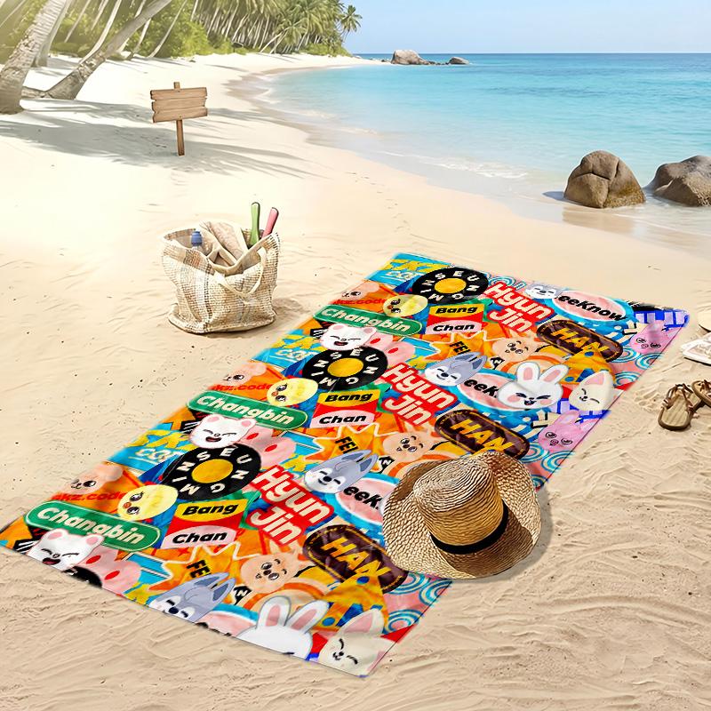 Stray kids idol Printed Quick Dry Beach Towel Super Absorbent Soft Lightweight Bath Towel for Pool Summer Travel