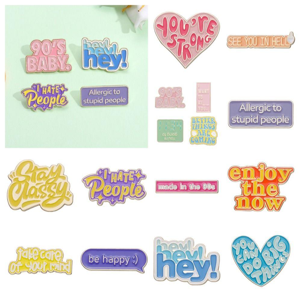 Lacquered Punk Pins Animal Metal Badge Jewelry Gift English Alphabet Enamel Brooch  Gift for Kid