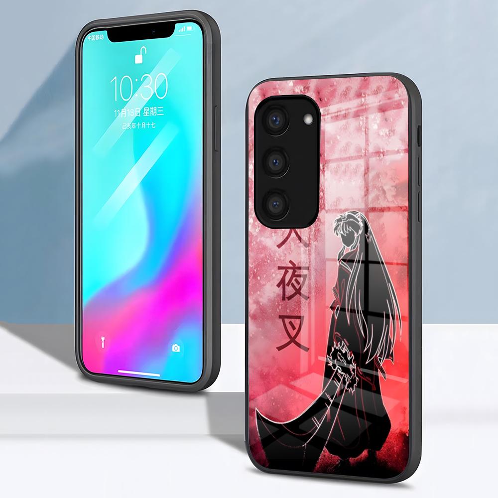 Anime I-Inuyasha Phone Case For Samsung S26 S25 S24 FE S23 S22 S21 Plus S20 Ultra Note20Ultra Black Glass Cover