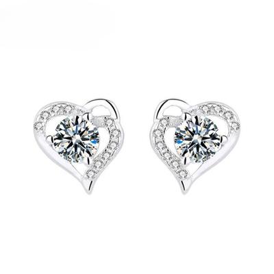 S92 Sterling Silber Koreanischen Stil Diamant Besetzte Hohl Liebe Herz Stud Ohrringe Frische Süße Ohrringe Ohrring Zubehör