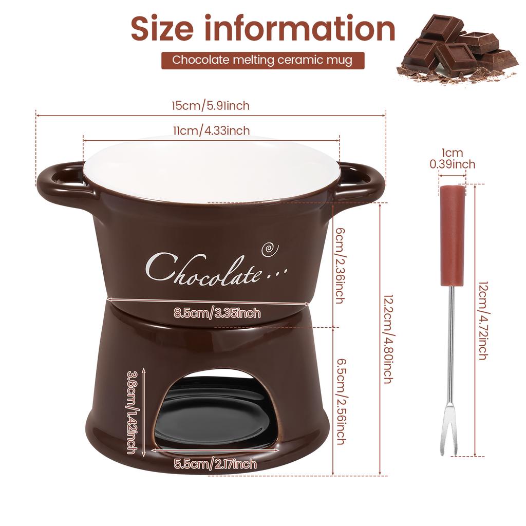 Hrnek na horkou keramickou čokoládu na tření s vidličkou Hrnek se svíčkou Hrnek na tavení čokolády Nádobí Kreativní domácí potřeby na pití