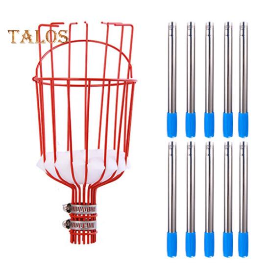 Fruit Picker with Basket Stainless Steel Segmented Long Handle Fruit Harvesting Tool Detachable Multi-purpose Fruit Picker for Avocado Lemon Pear