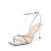 A-33 2025 Premium Fairy Wind 32-42 Square Head Rhinestone Open Toe Versatile French High Heel Sandals