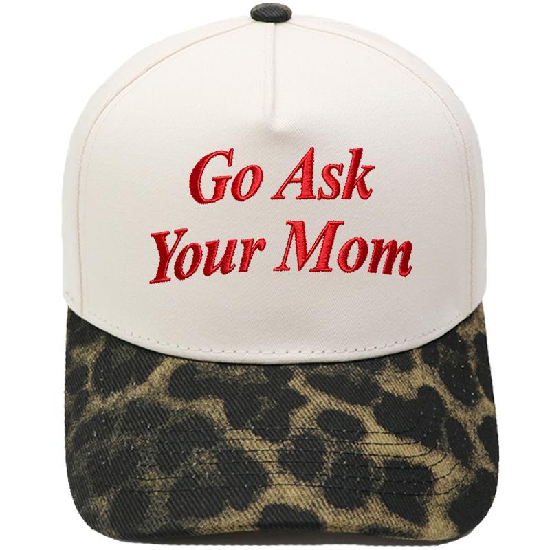Go Ask Your Mom Embroidery Truck Driver Baseball Cap Color Matching Fun Men's and Women's Casual Sun Hats
