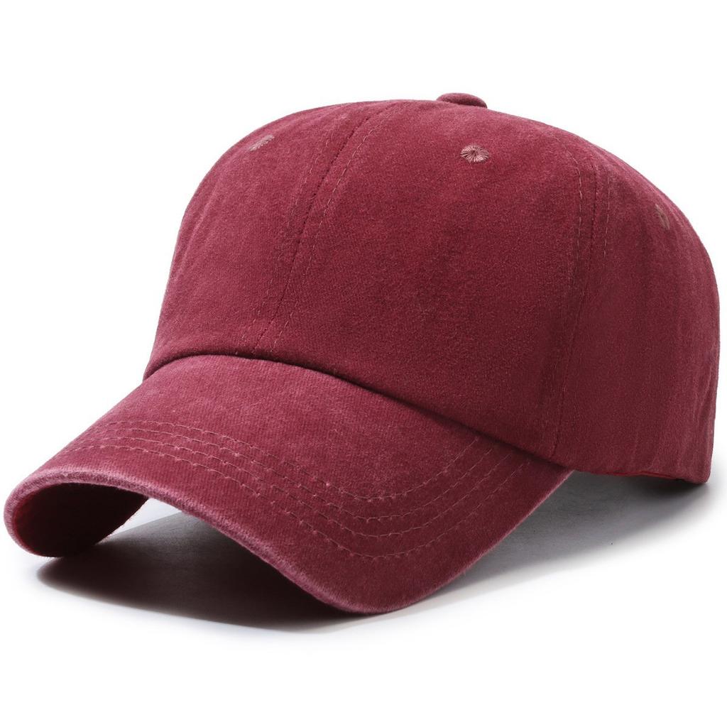 Processed Pure Color Washed Baseball Cap for Men and Women, Same Style Fashioneasiest for Match Small Single Processing Large Head Circumference
