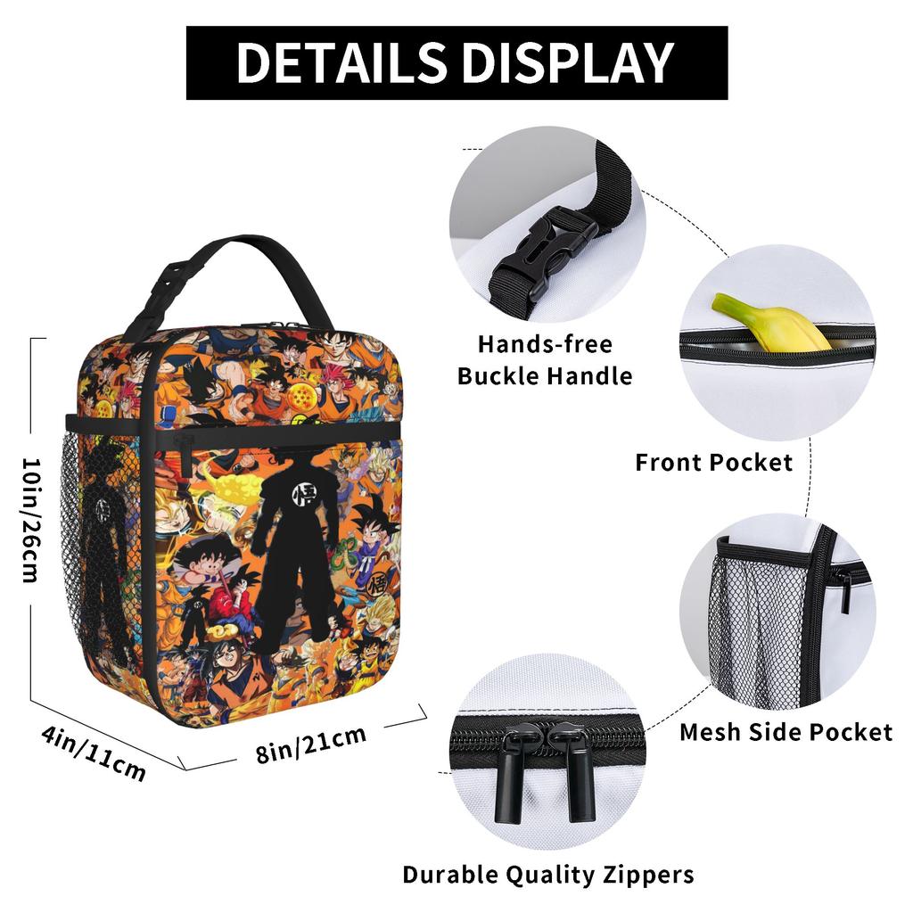 Dragons Ball Anime Song Goku Lunch Bag Casual Travel Lunch Box Designer Portable Insulated Thermal Lunch Bags Back To School