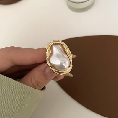 Zarif Kadın Düzensiz Sahte İnci Açık Halka Nefis Alaşım Takı Moda Parmak Yüzük Ziyafet Parti Aksesuarları Takı Hediye